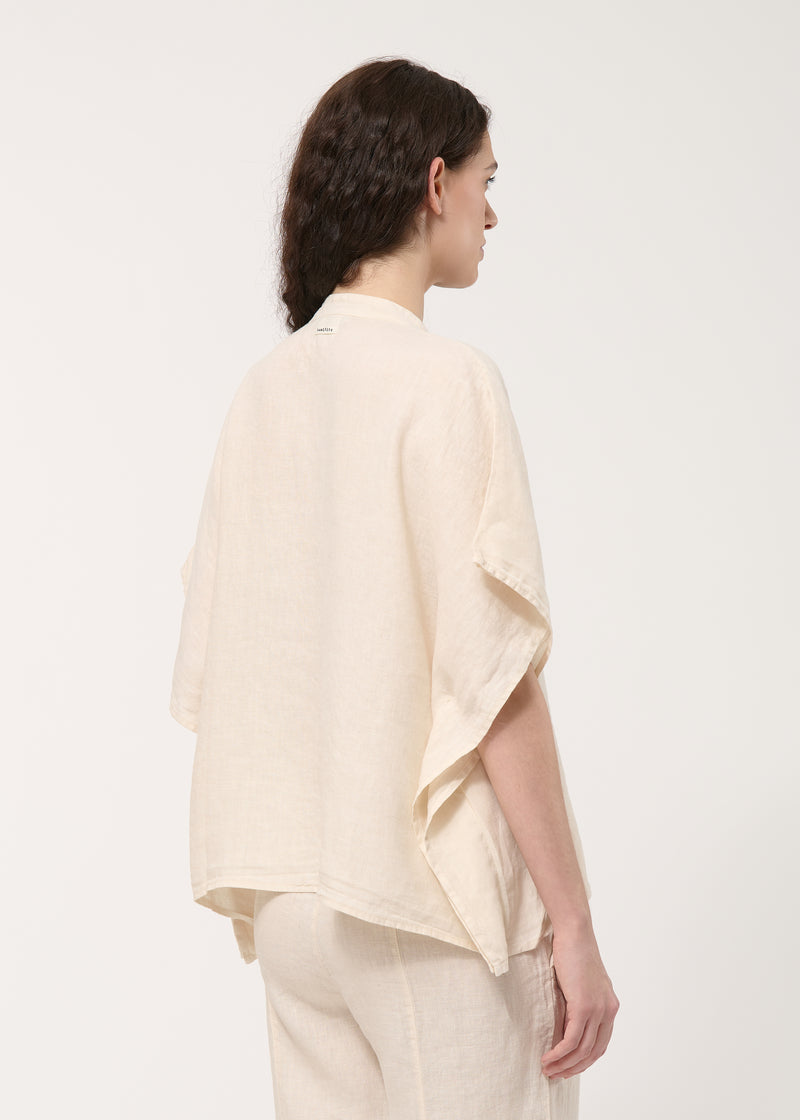 Chemisier beige oversize en lin - NATUREL#couleur_NATUREL