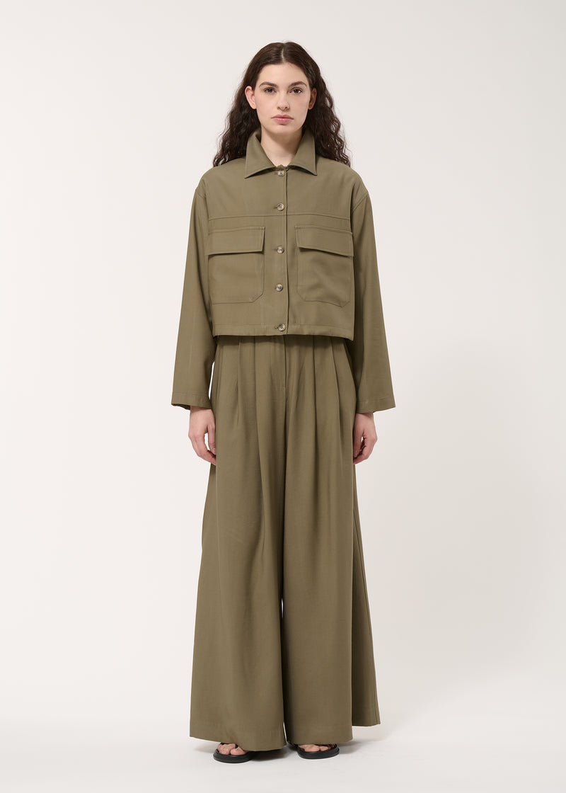 Chemise kaki courte à coulisse - KAKI#couleur_KAKI