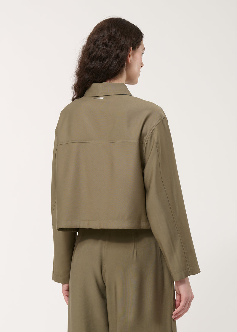 Chemise kaki courte à coulisse - KAKI#couleur_KAKI