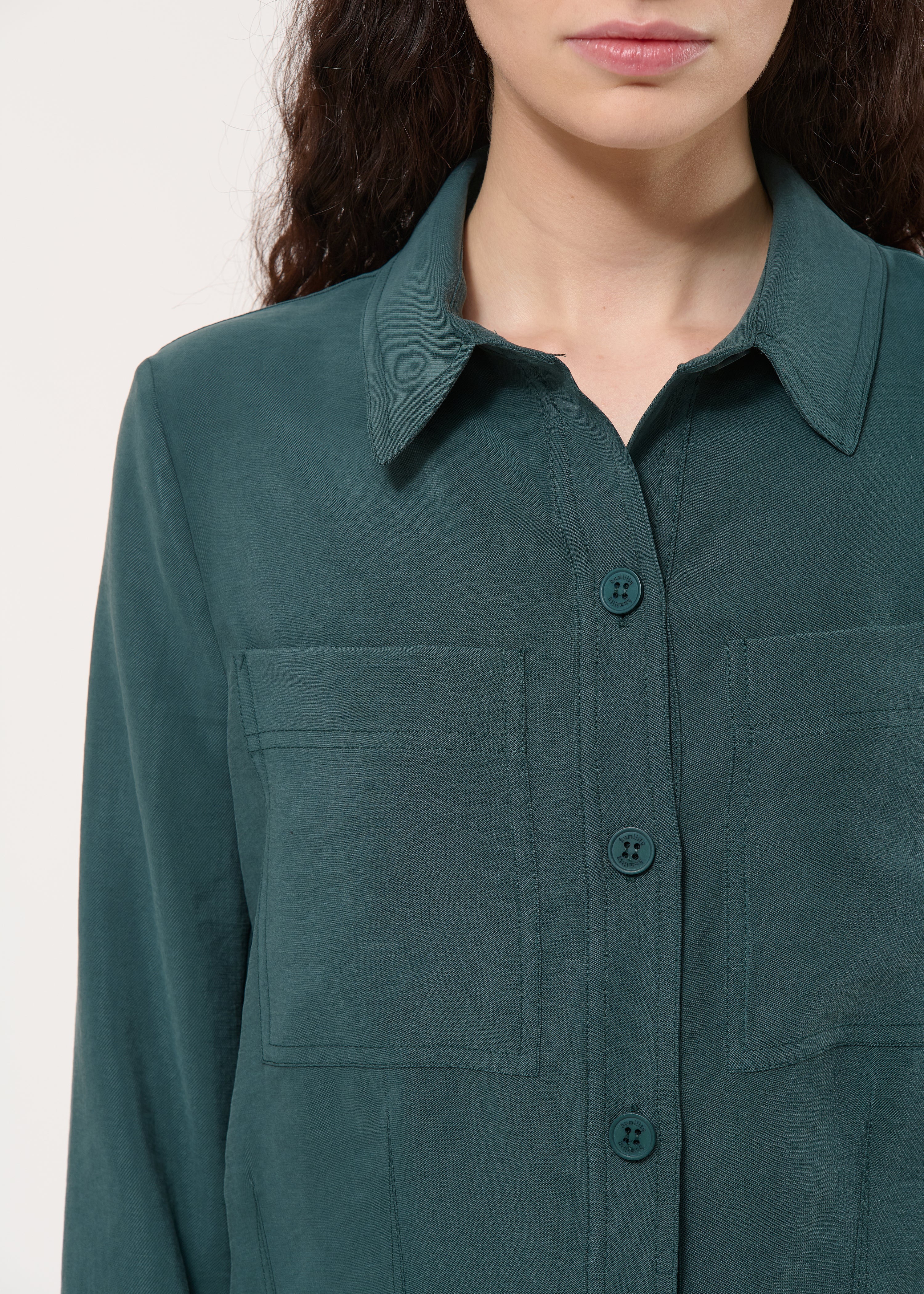 Chemise verte en modal - VERT MELEZE#couleur_VERT MELEZE
