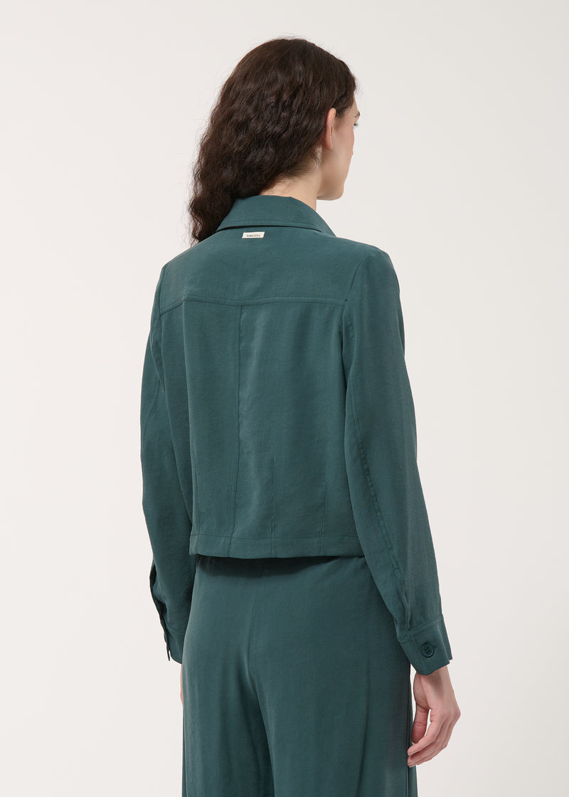 Chemise verte en modal - VERT MELEZE#couleur_VERT MELEZE
