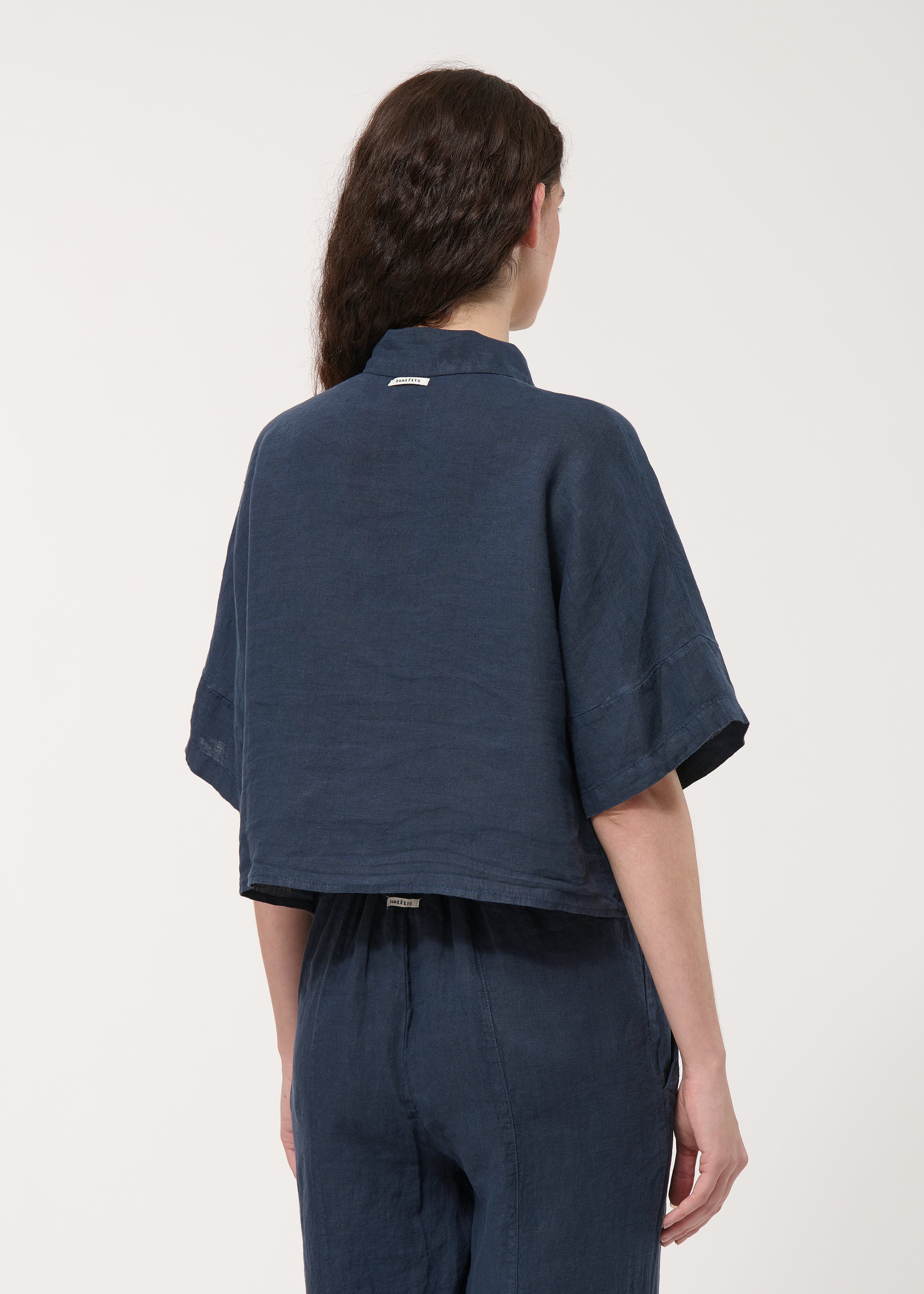 Chemise bleu foncé en lin - NAVY#couleur_NAVY