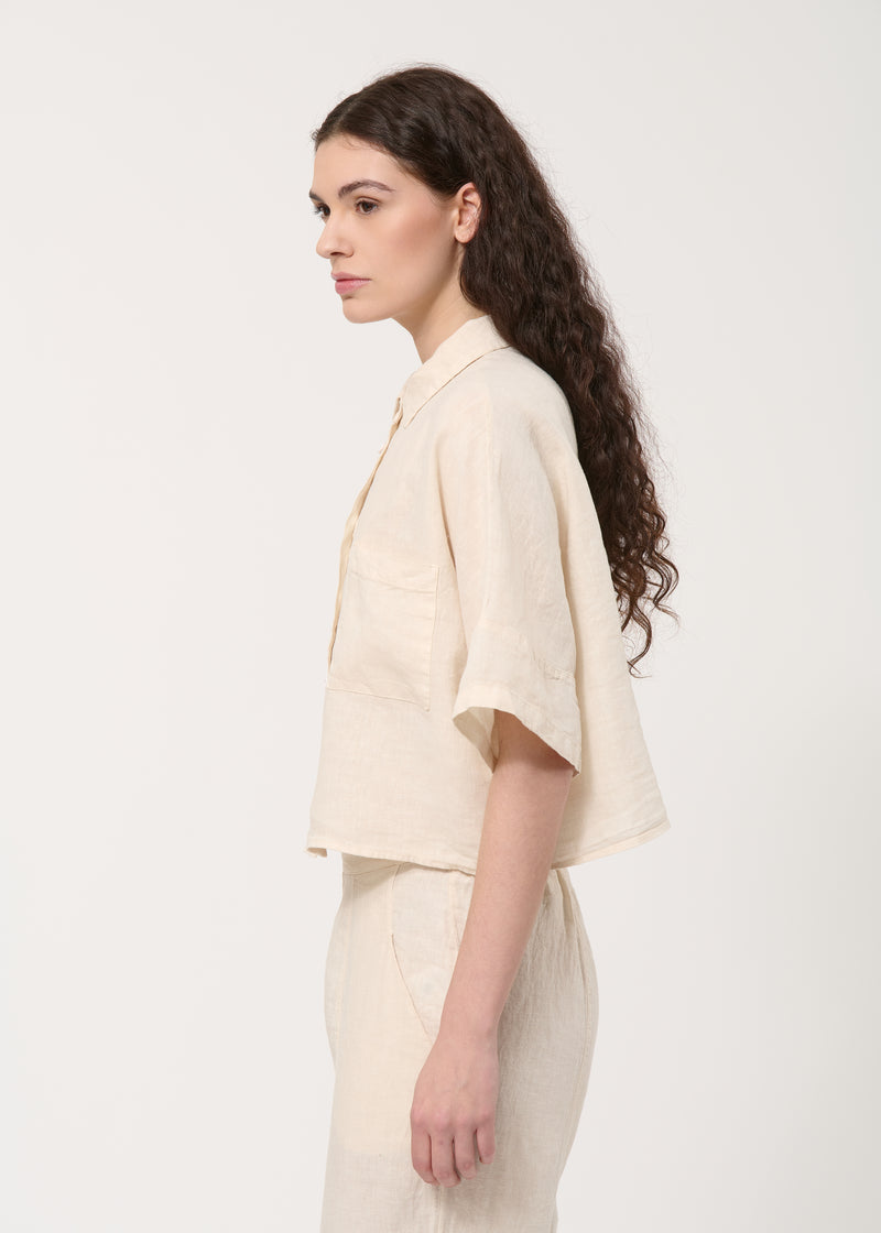 Chemise beige en lin - NATUREL#couleur_NATUREL