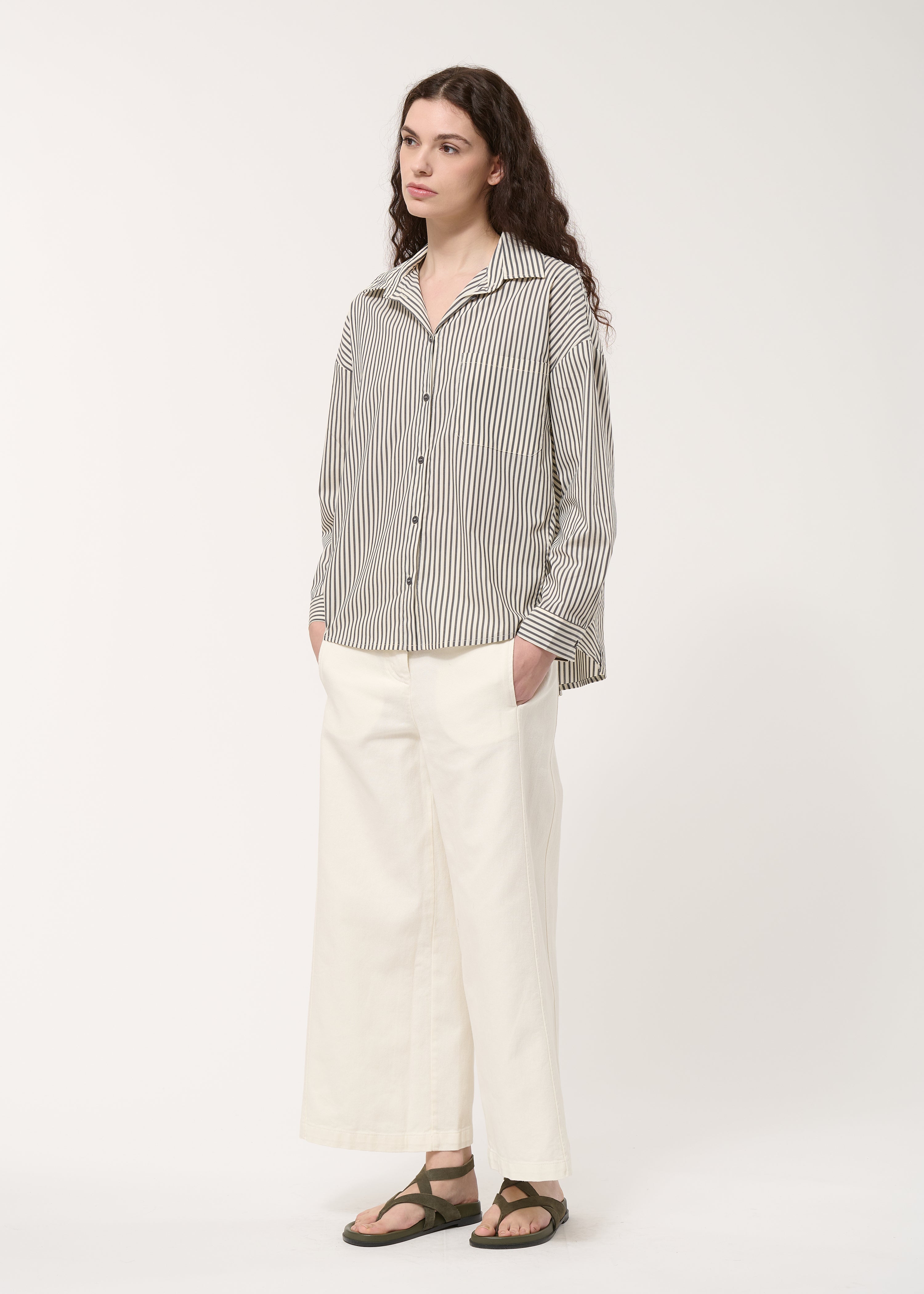 Chemise grise oversize rayée - ANTHRACITE#couleur_ANTHRACITE