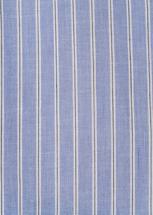 Chemise bleu foncé asymétrique rayée - DENIM#couleur_DENIM