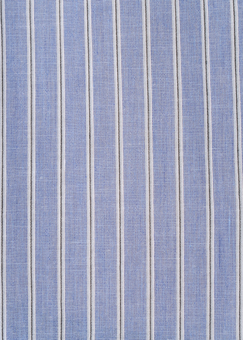Chemise bleu foncé asymétrique rayée - DENIM#couleur_DENIM