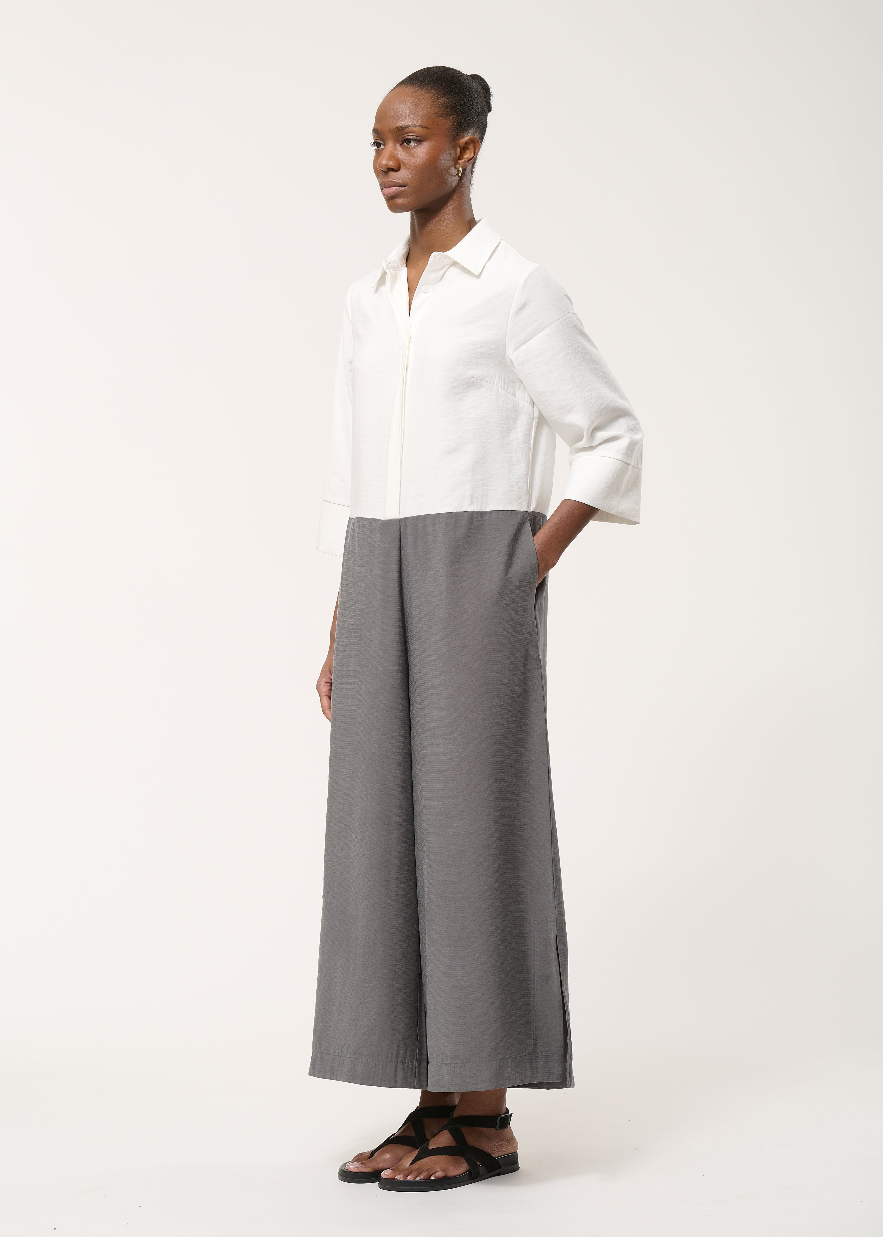 Combinaison bicolore oversize - BLANC/ANTHRACITE#couleur_BLANC/ANTHRACITE
