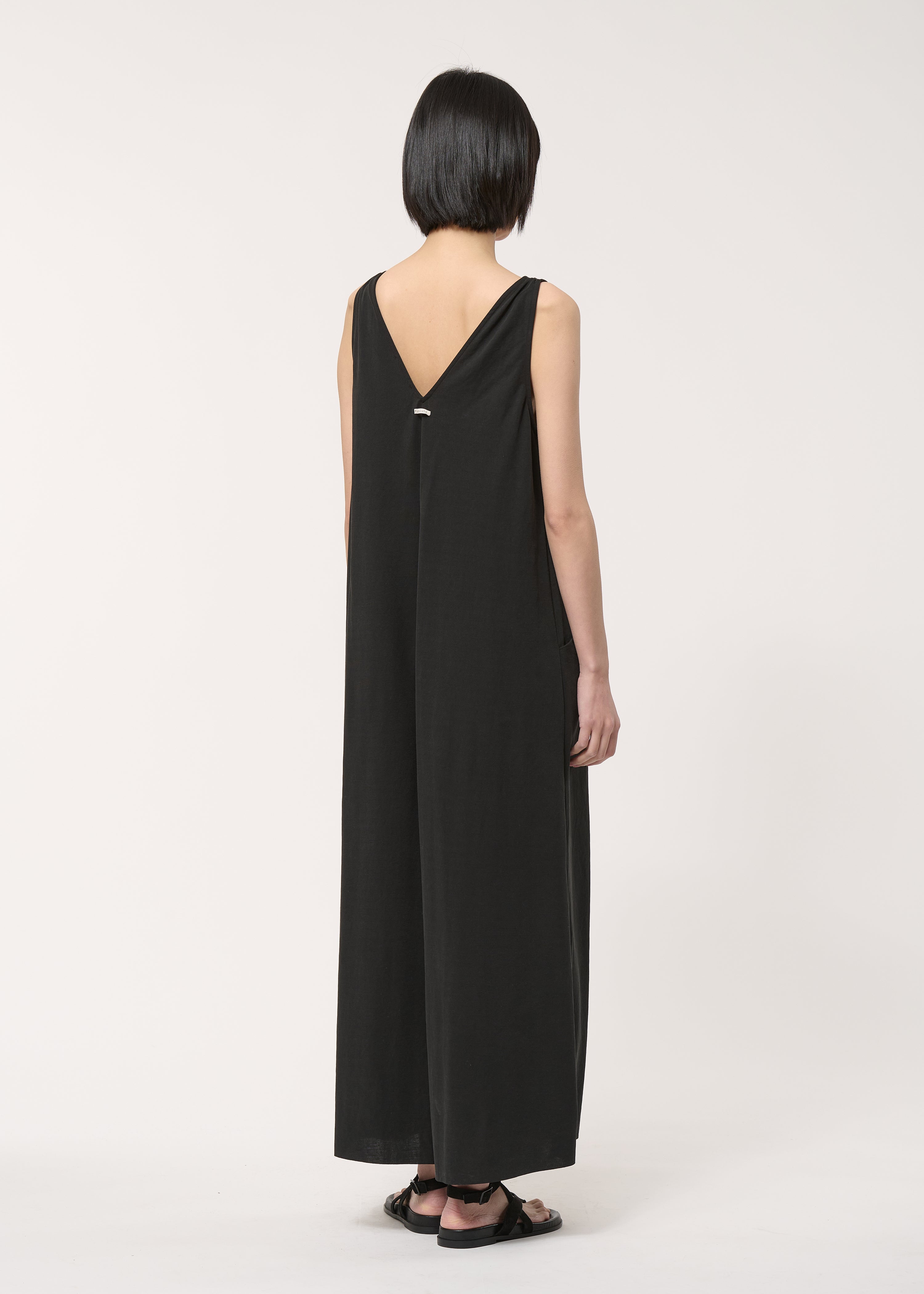 Combinaison noire oversize en jersey fluide - NOIR#couleur_NOIR