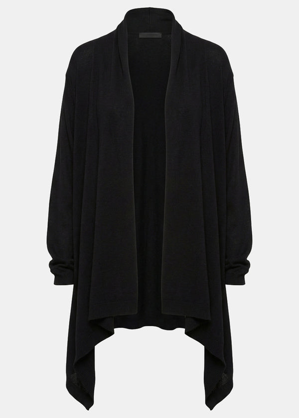 Cardigan noir oversize col châle - NOIR#couleur_NOIR