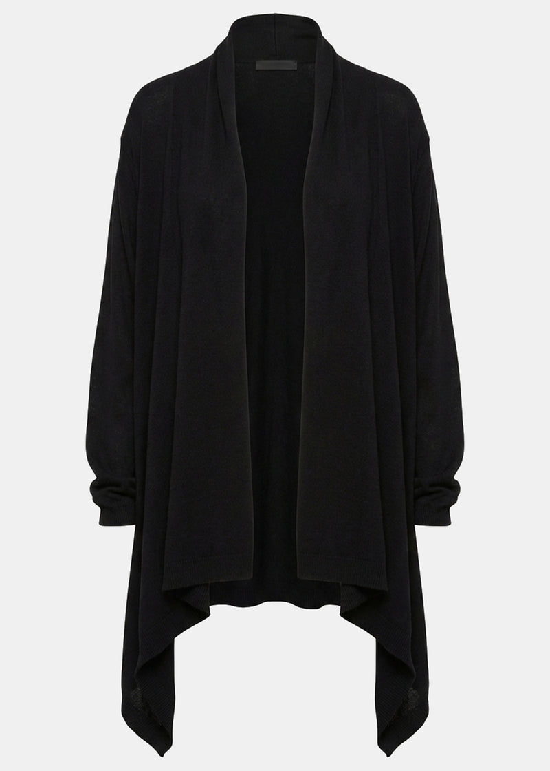 Cardigan noir oversize col châle - NOIR#couleur_NOIR