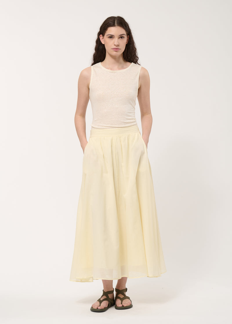 Jupe midi évasée jaune pâle - COLZA#couleur_COLZA