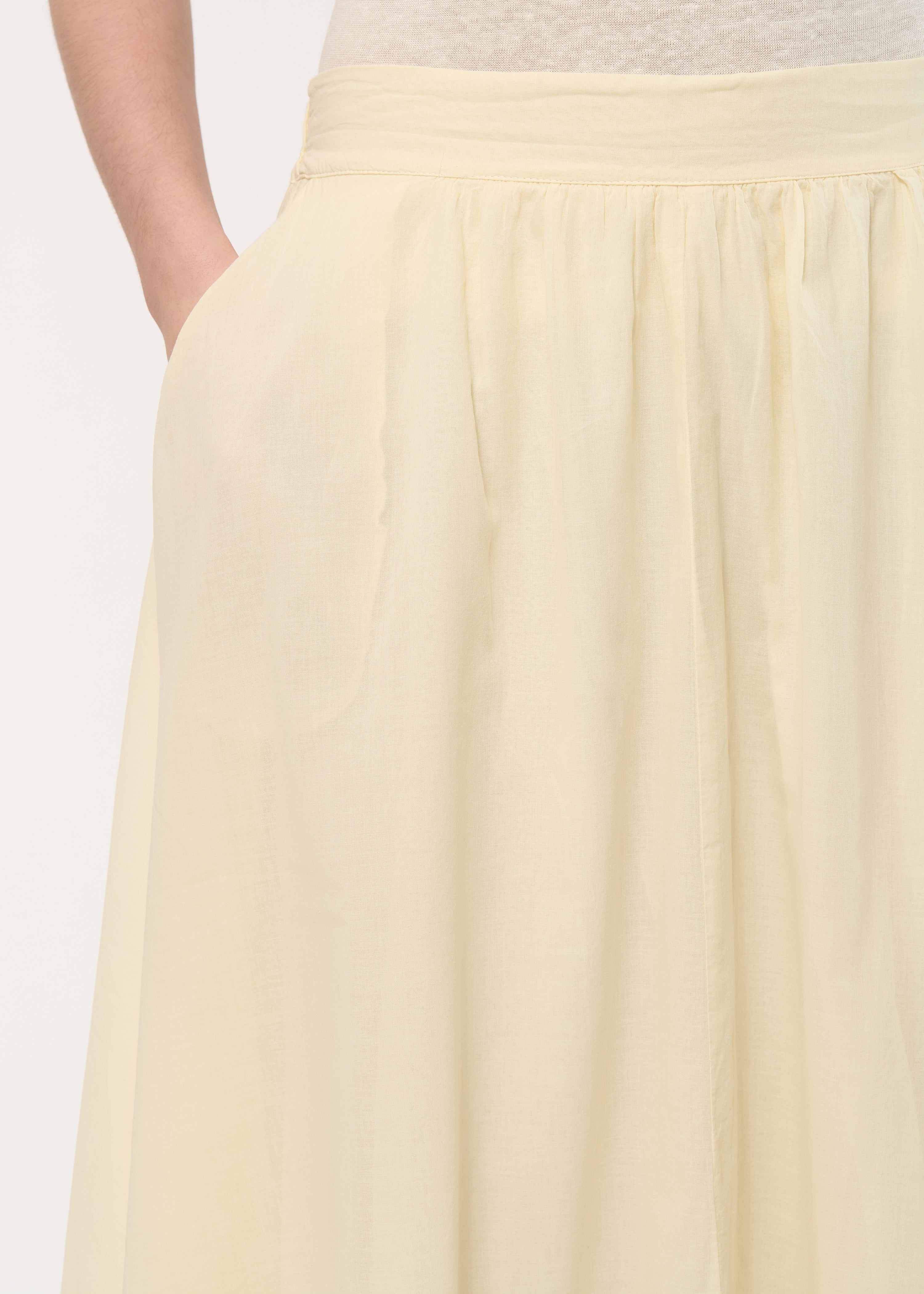 Jupe midi évasée jaune pâle - COLZA#couleur_COLZA