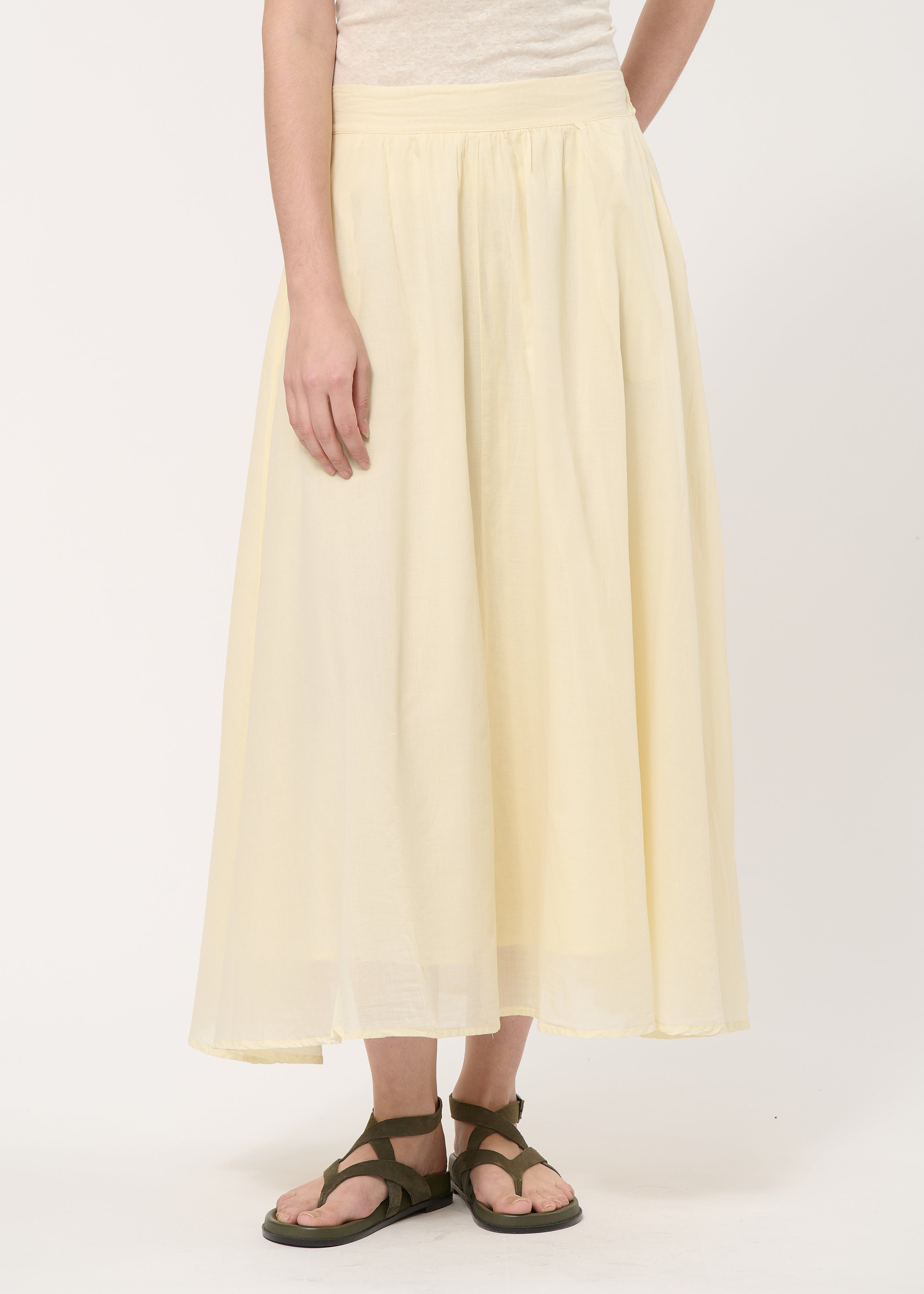 Jupe midi évasée jaune pâle - COLZA#couleur_COLZA