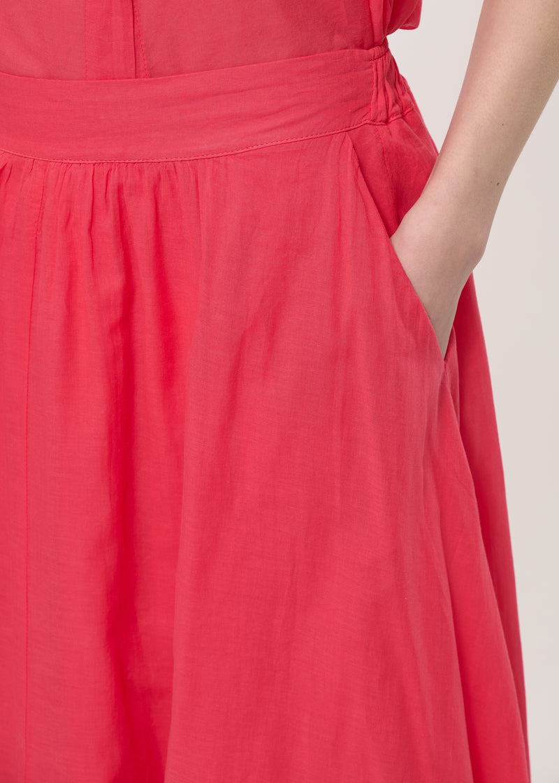 Jupe midi évasée corail - VERMILLON#couleur_VERMILLON