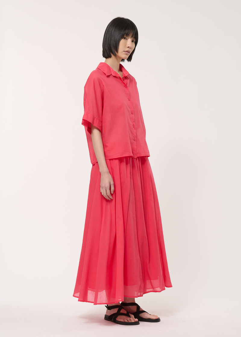 Jupe midi évasée corail - VERMILLON#couleur_VERMILLON