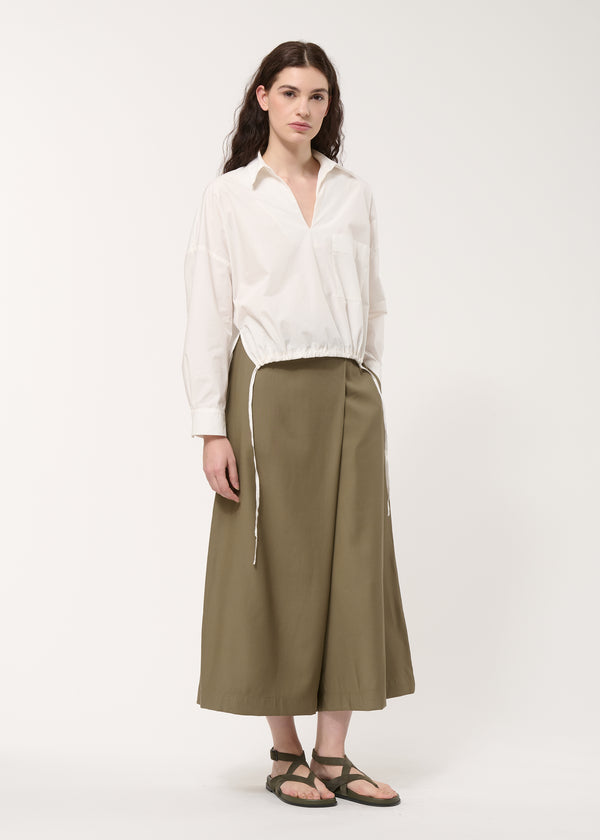 Pantalon kaki fluide croisé - KAKI#couleur_KAKI