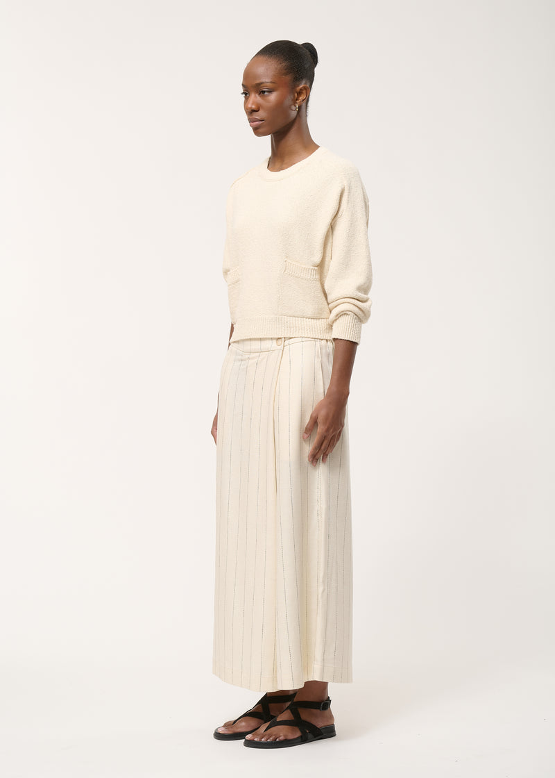 Pantalon écru croisé rayé - NATUREL#couleur_NATUREL