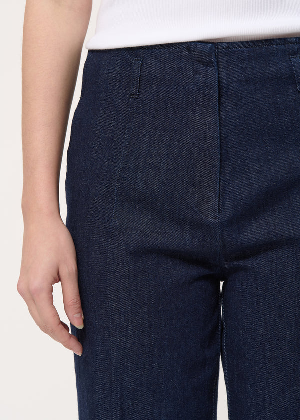 Pantalon cigarette en denim - BLEU DENIM#couleur_BLEU DENIM