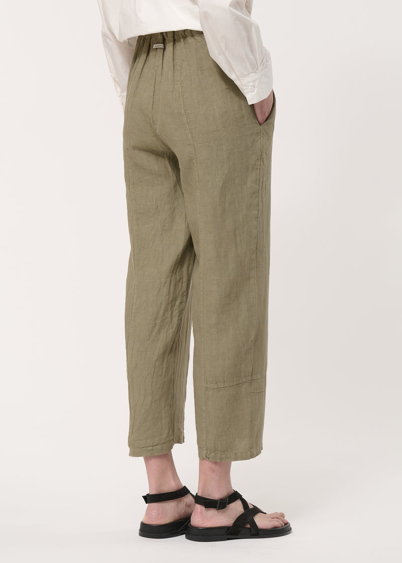Pantalon kaki 7/8ème en lin - ARMY#couleur_ARMY