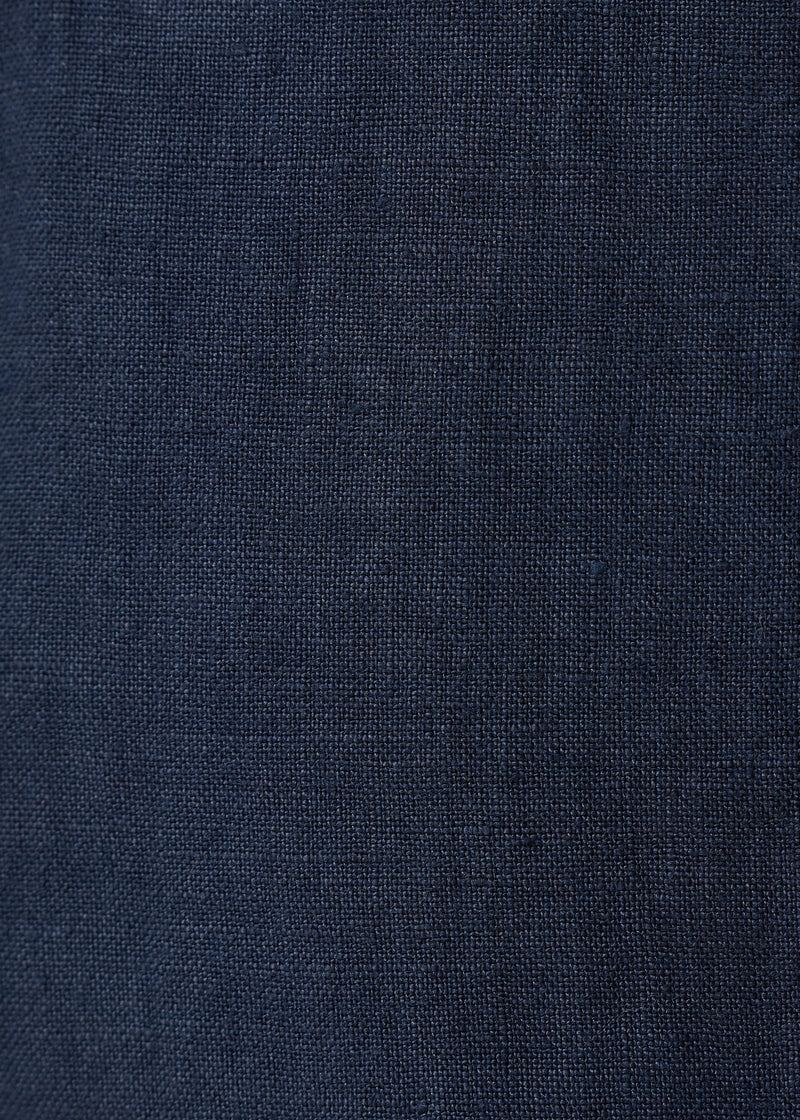 Pantalon bleu foncé 7/8ème en lin - NAVY#couleur_NAVY