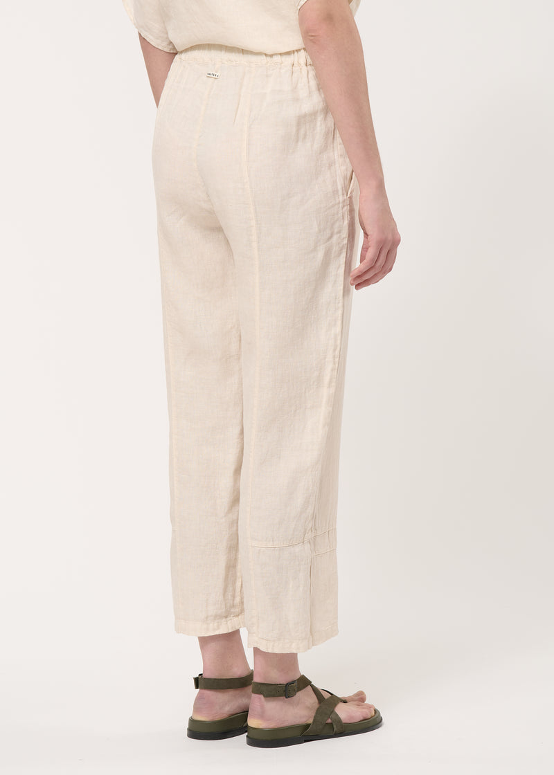 Pantalon écru 7/8ème en lin - NATUREL#couleur_NATUREL