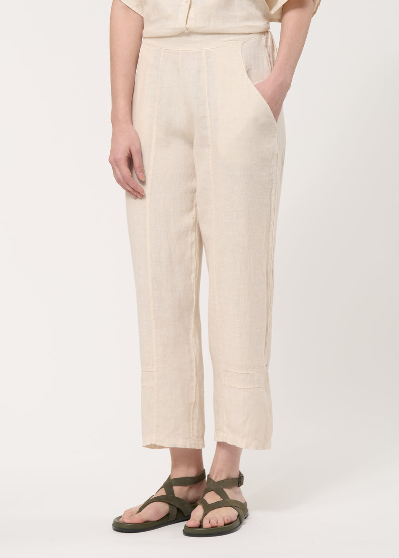 Pantalon écru 7/8ème en lin - NATUREL#couleur_NATUREL