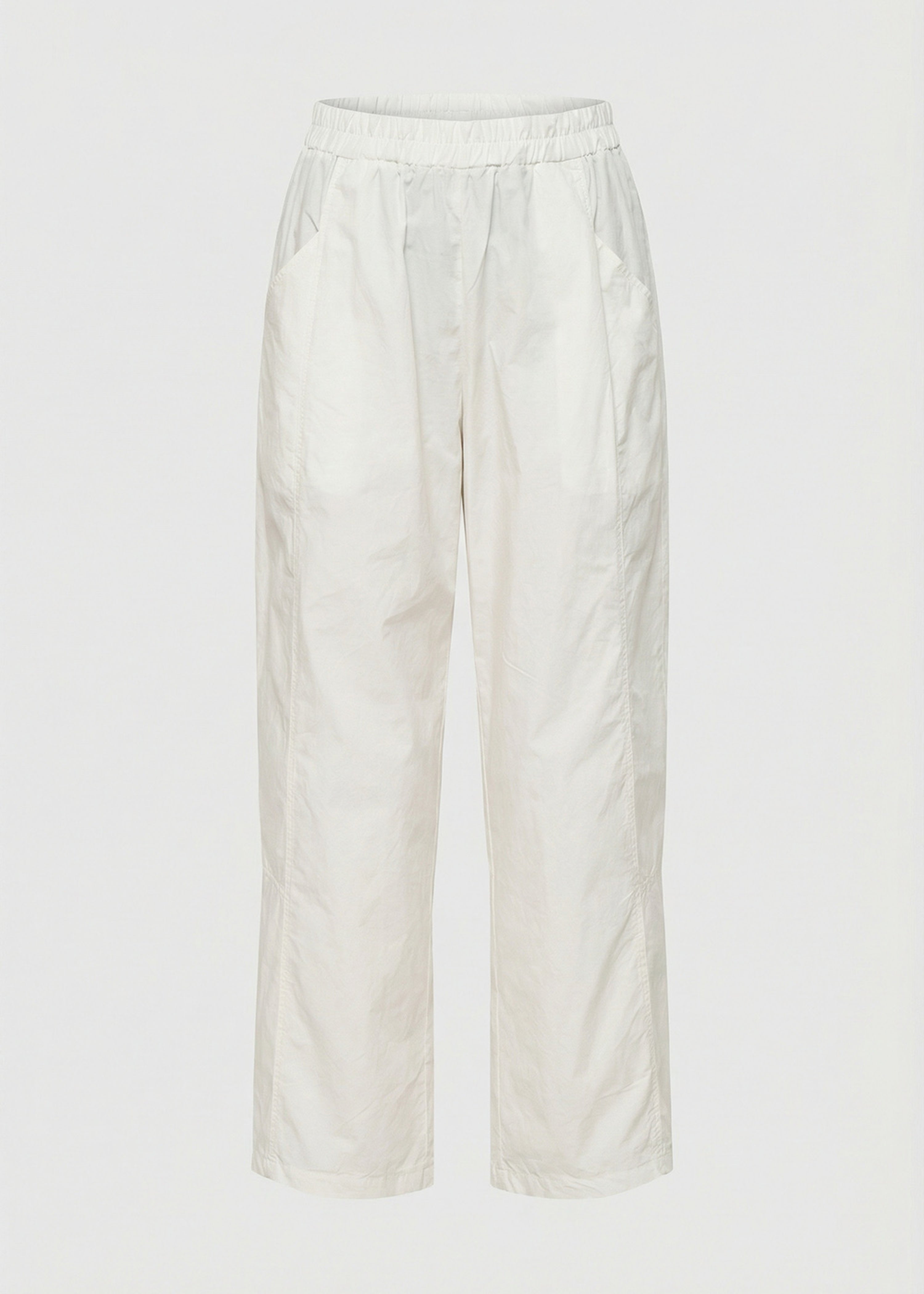 Pantalon 7/8ème blanc en popeline de coton - OFF WHITE#couleur_OFF WHITE