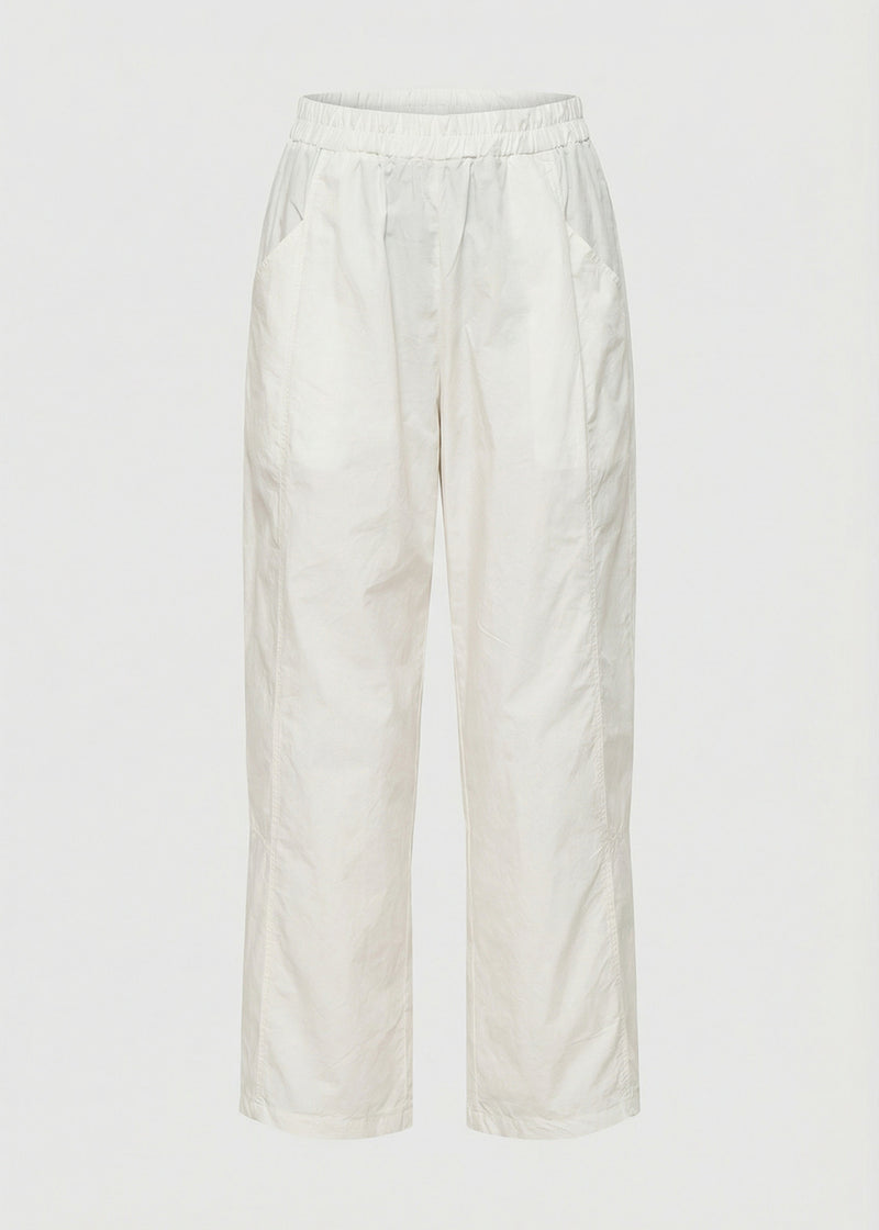 Pantalon 7/8ème blanc en popeline de coton - OFF WHITE#couleur_OFF WHITE