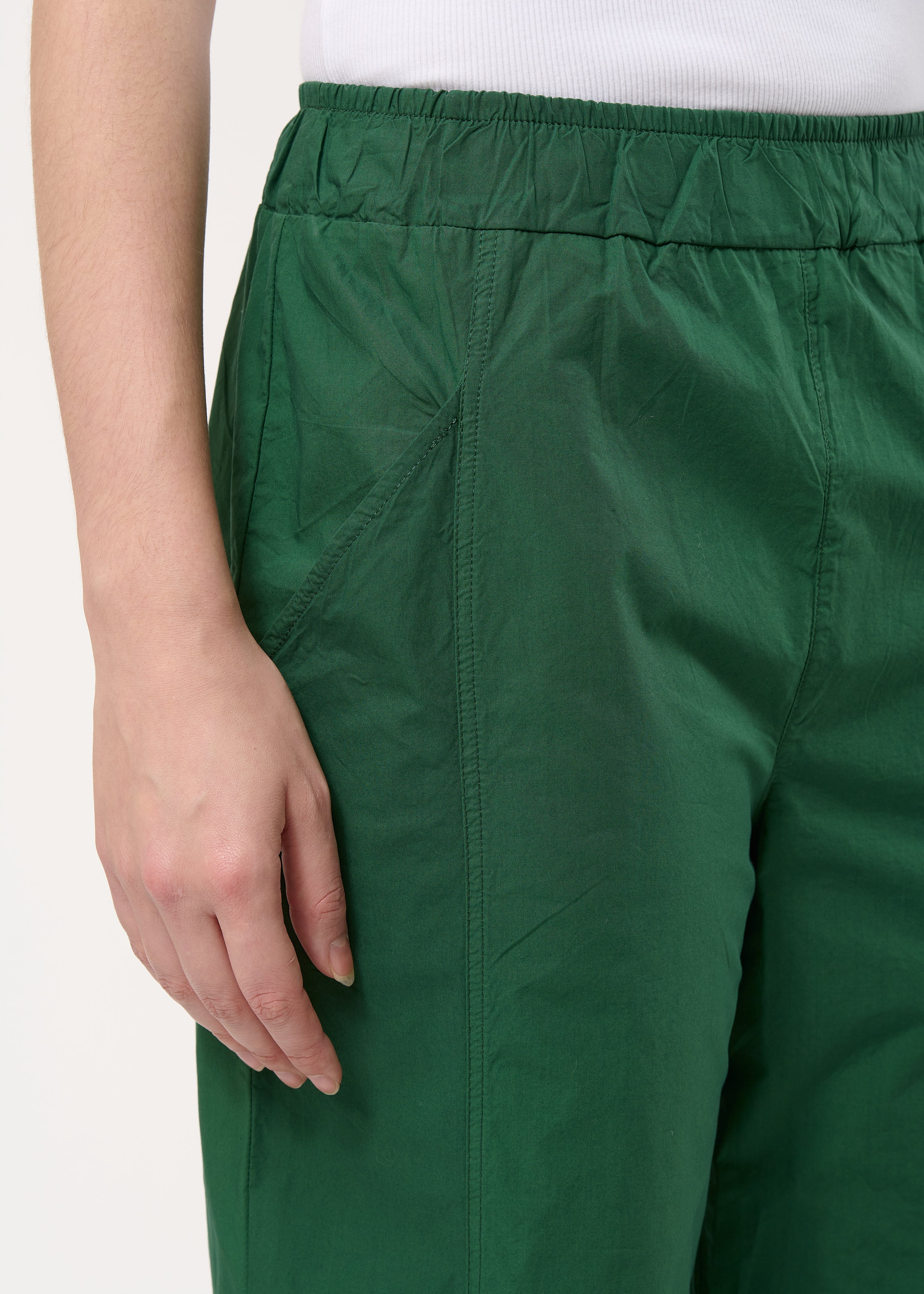 Pantalon 7/8ème vert en popeline de coton - VERT MOUSSE#couleur_VERT MOUSSE