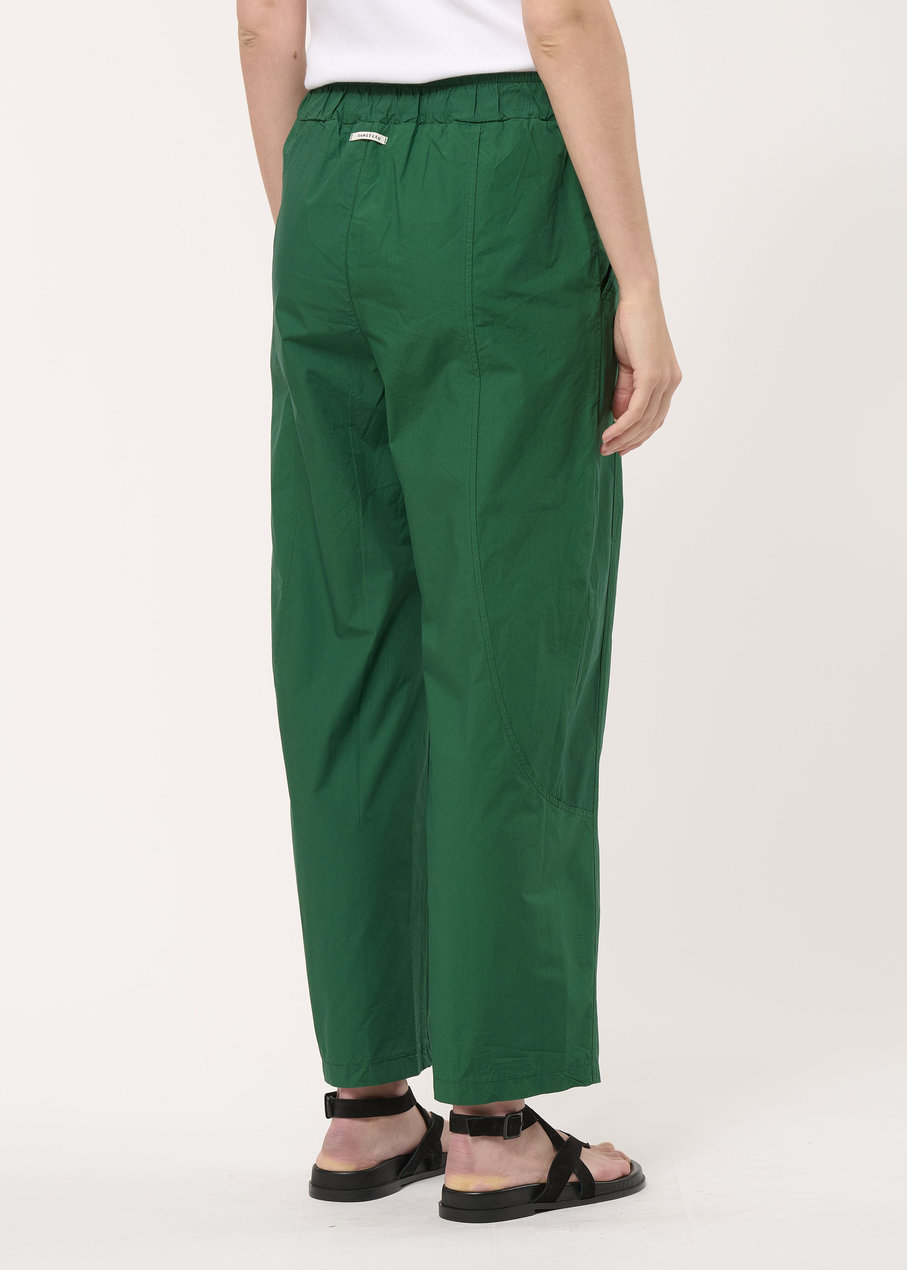Pantalon 7/8ème vert en popeline de coton - VERT MOUSSE#couleur_VERT MOUSSE