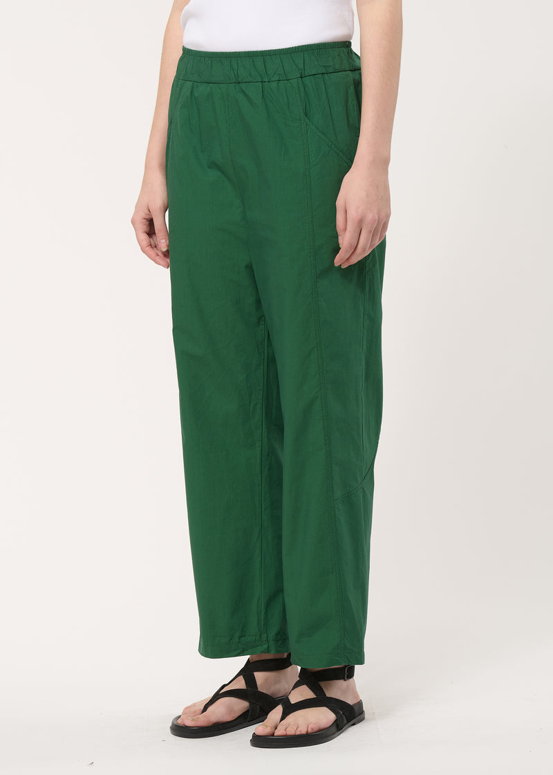 Pantalon 7/8ème vert en popeline de coton - VERT MOUSSE#couleur_VERT MOUSSE