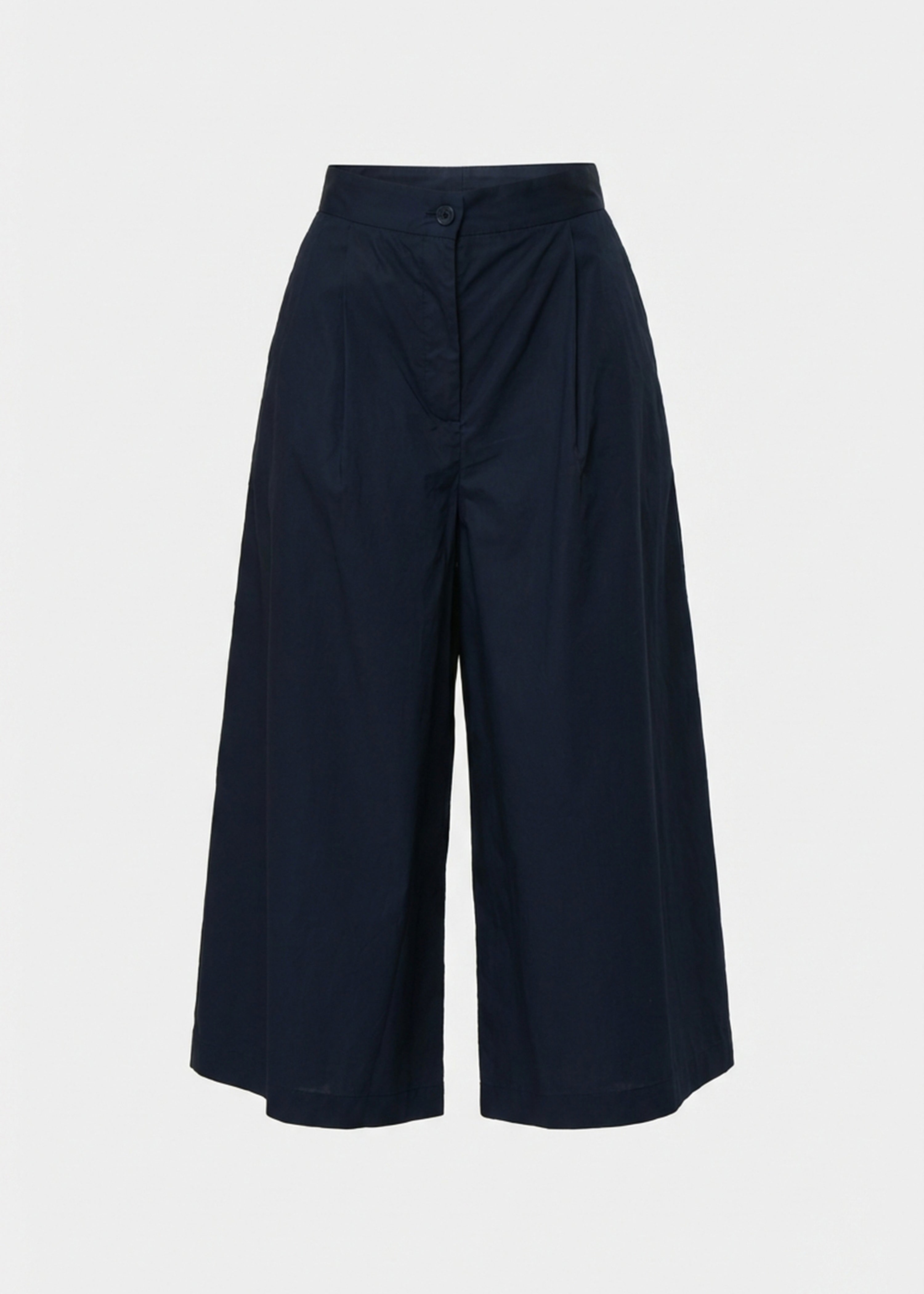 Pantalon 7/8ème bleu foncé en popeline de coton - NAVY#couleur_NAVY