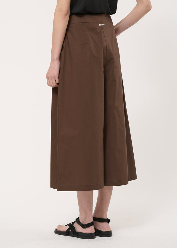 Pantalon 7/8ème marron en popeline de coton - CHOCOLAT#couleur_CHOCOLAT