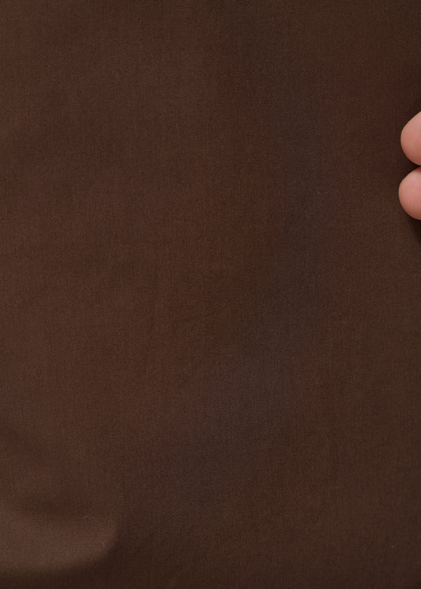 Pantalon 7/8ème marron en popeline de coton - CHOCOLAT#couleur_CHOCOLAT