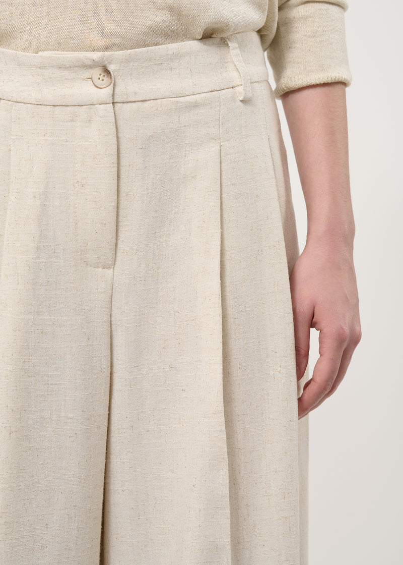 Pantalon large beige taille haute - NATUREL#couleur_NATUREL