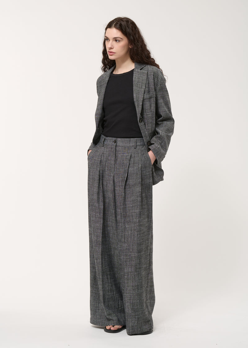 Pantalon large gris taille haute - CHARBON#couleur_CHARBON