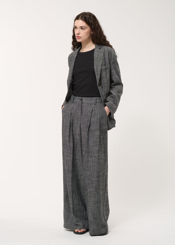 Pantalon large gris taille haute - CHARBON#couleur_CHARBON