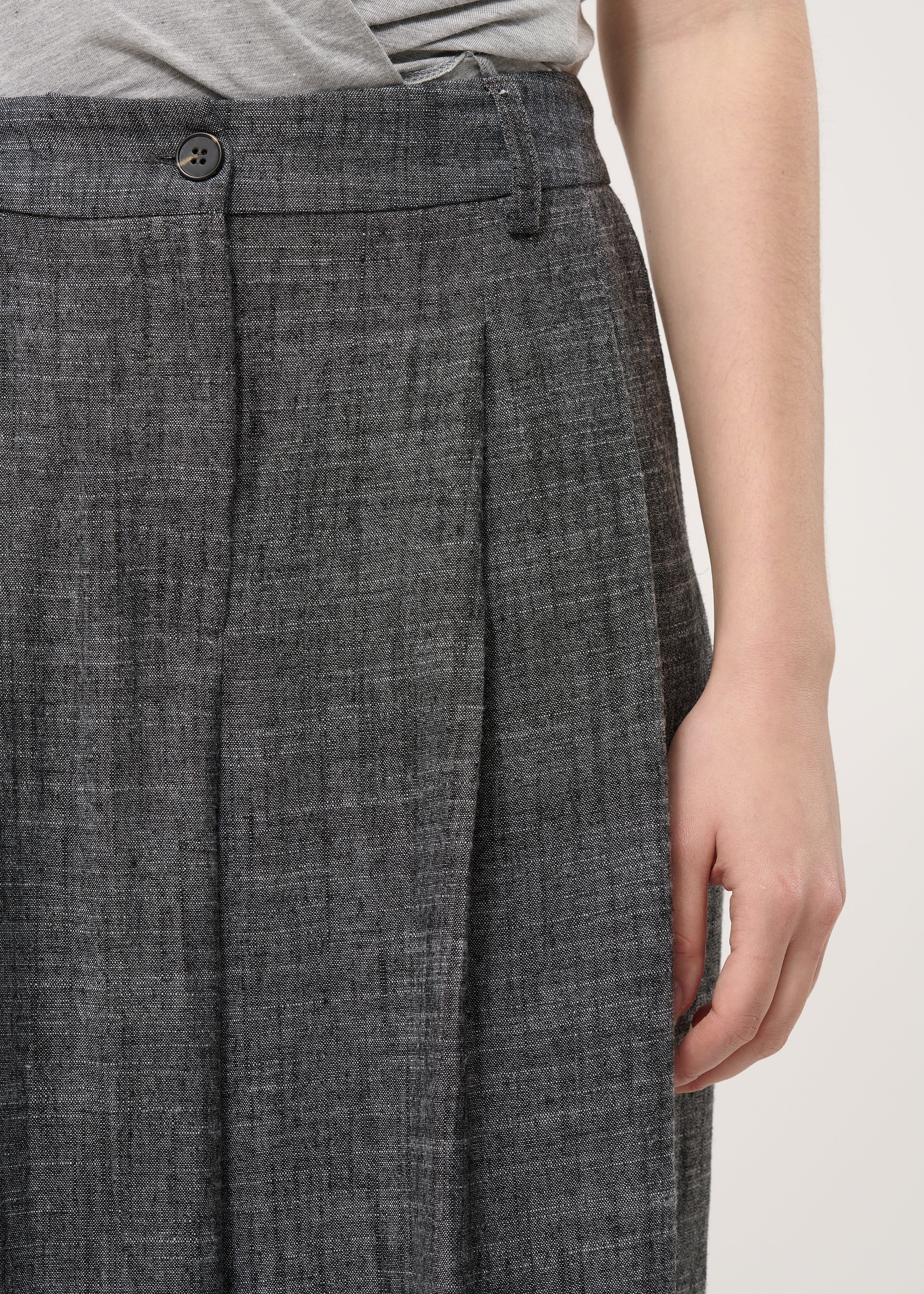 Pantalon large gris taille haute - CHARBON#couleur_CHARBON