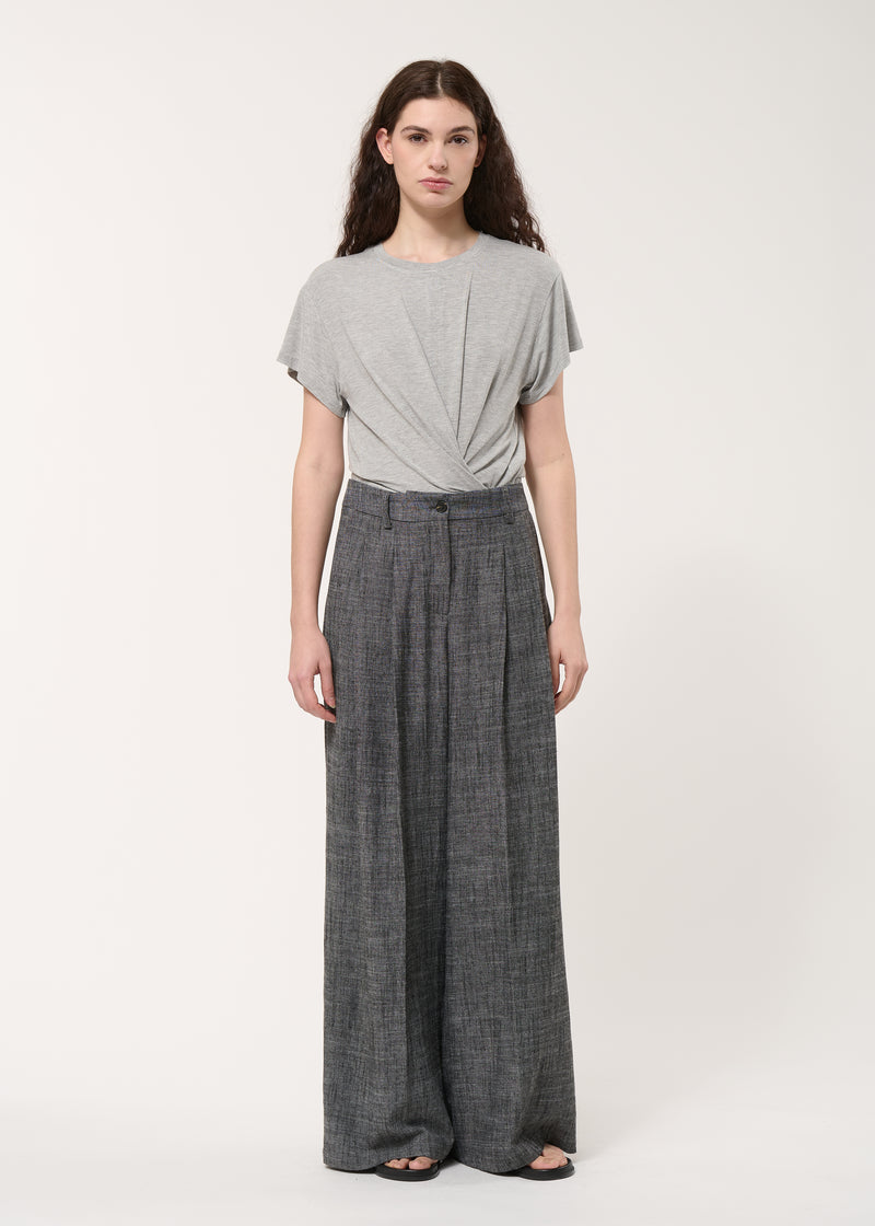 Pantalon large gris taille haute - CHARBON#couleur_CHARBON
