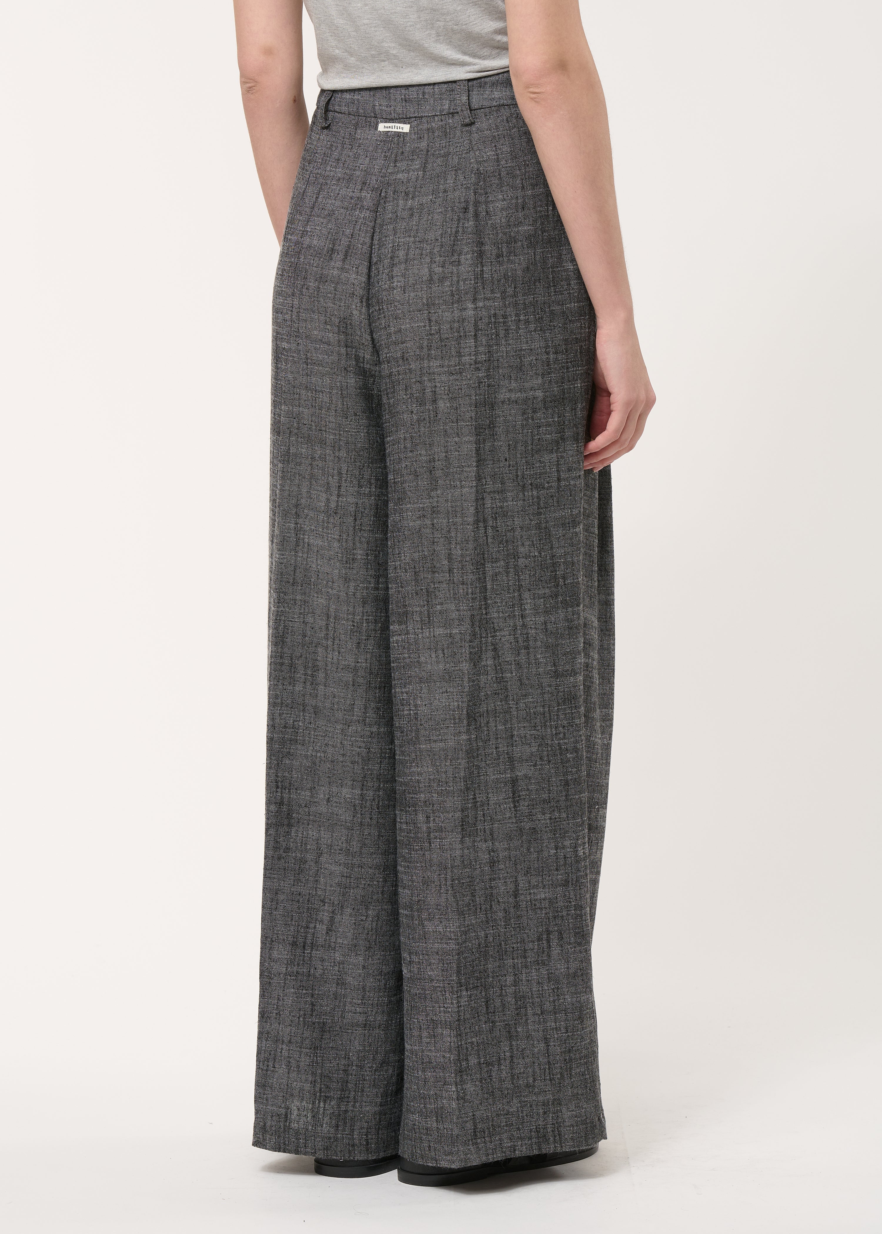 Pantalon large gris taille haute - CHARBON#couleur_CHARBON