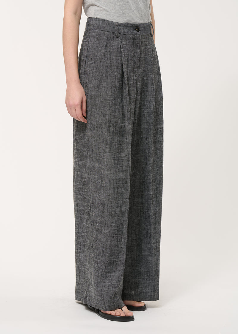 Pantalon large gris taille haute - CHARBON#couleur_CHARBON