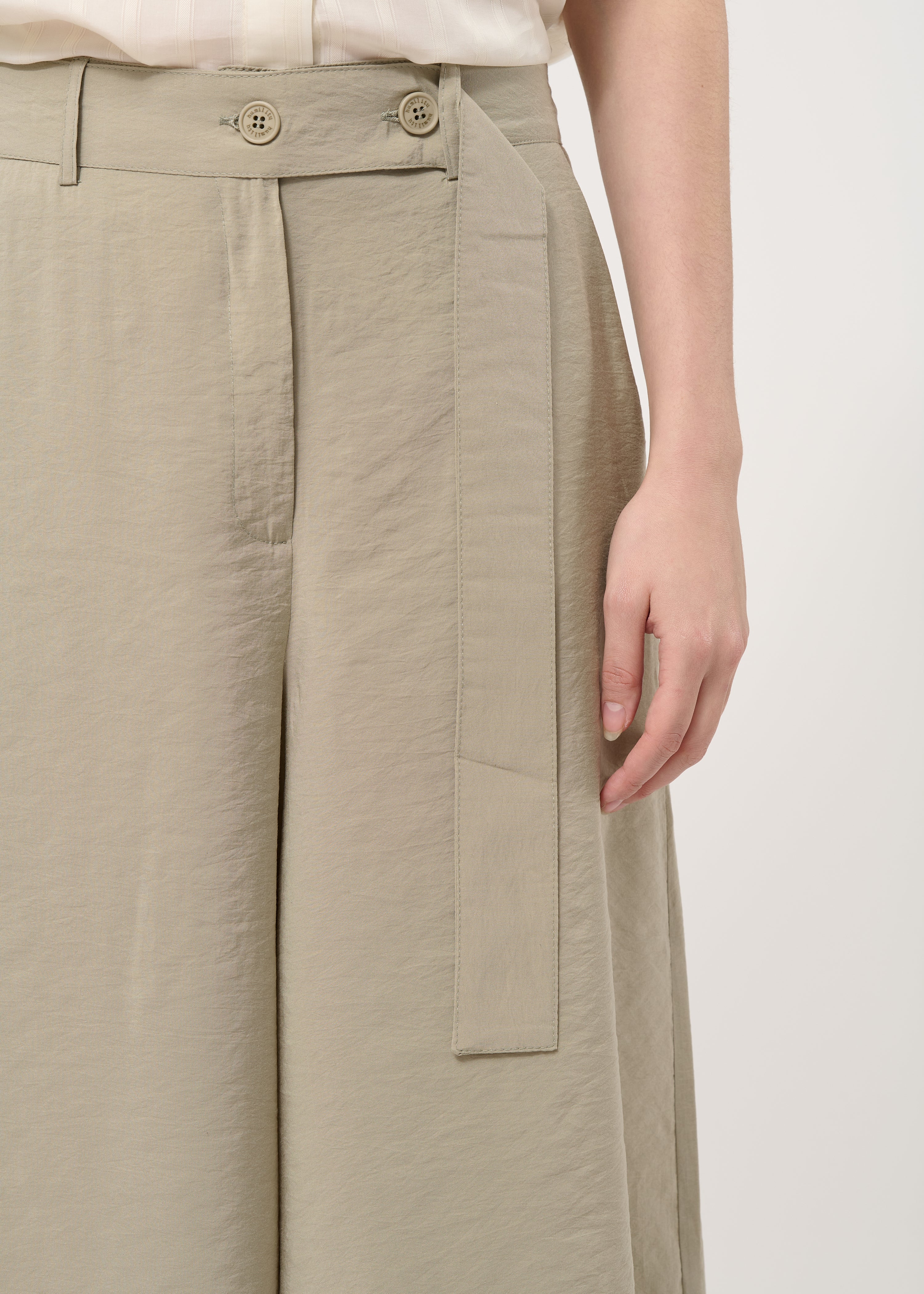 Pantalon large taupe en modal gaufré - ARMY#couleur_ARMY