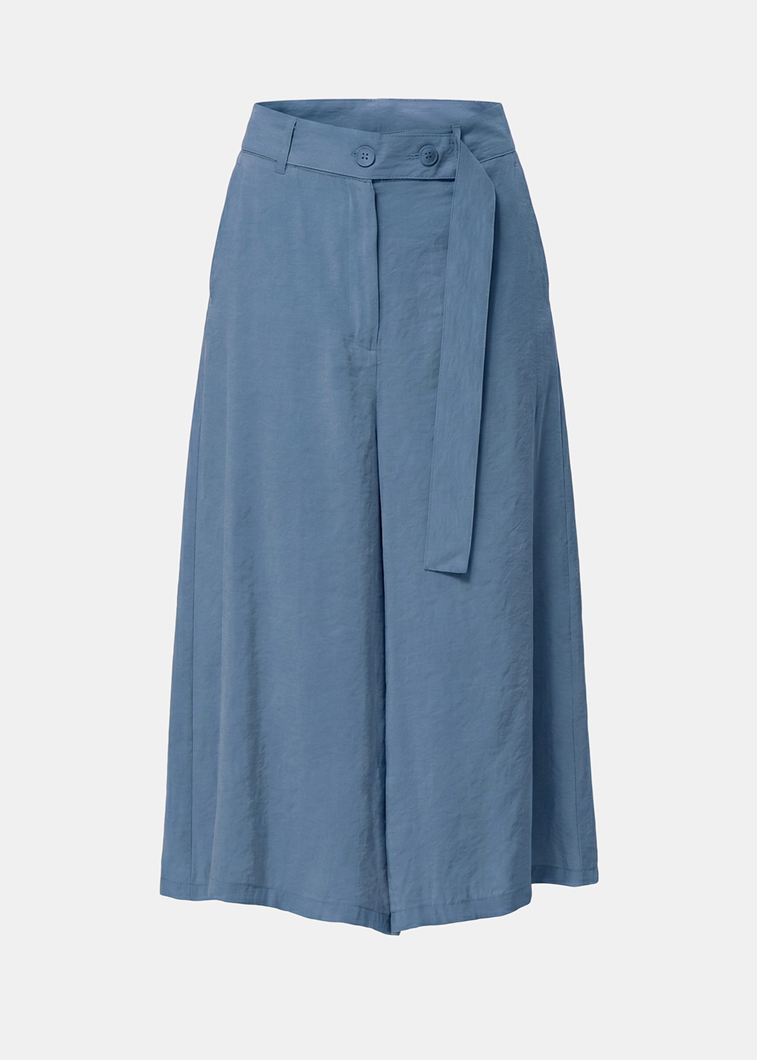 Pantalon large bleu en modal gaufré - DENIM#couleur_DENIM