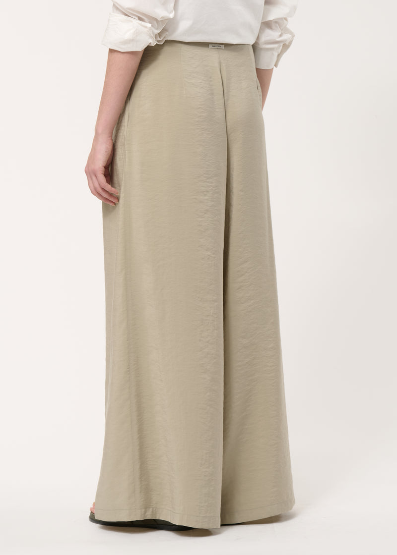 Pantalon long croisé taupe en modal gaufré - ARMY#couleur_ARMY