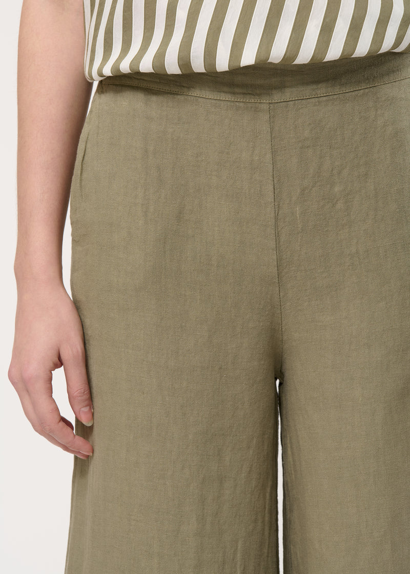 Pantalon cropped taupe en lin - ARMY#couleur_ARMY