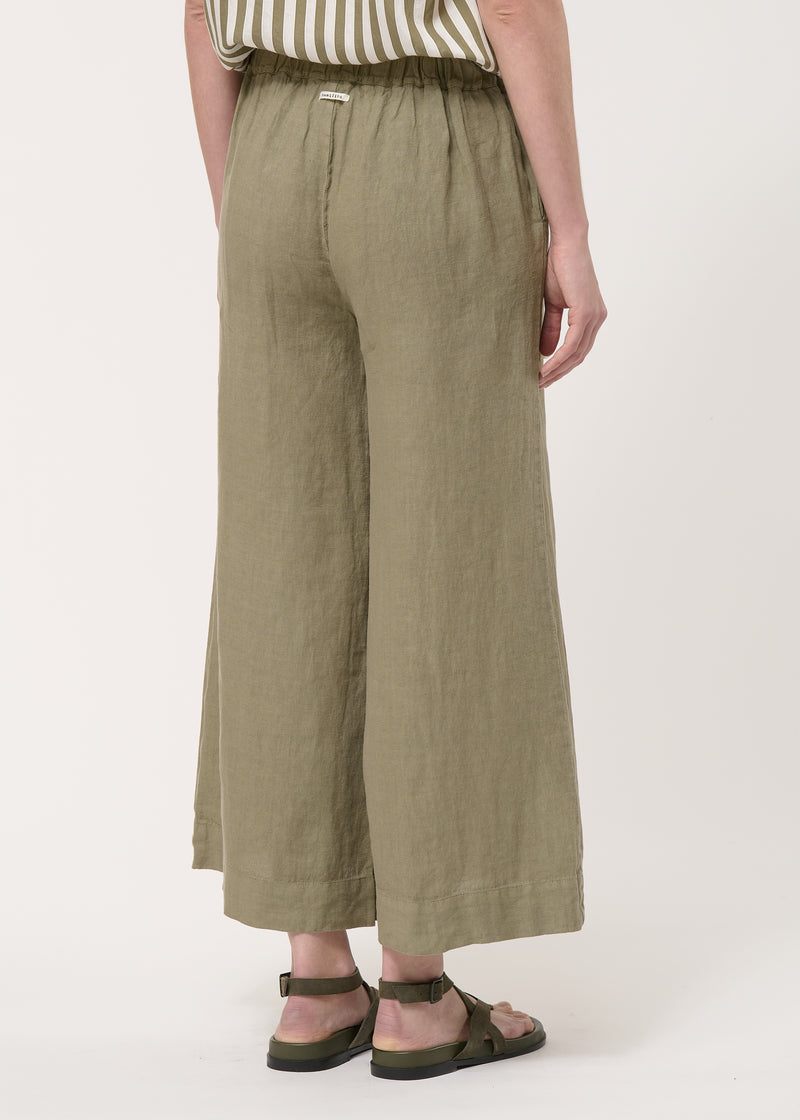 Pantalon cropped taupe en lin - ARMY#couleur_ARMY