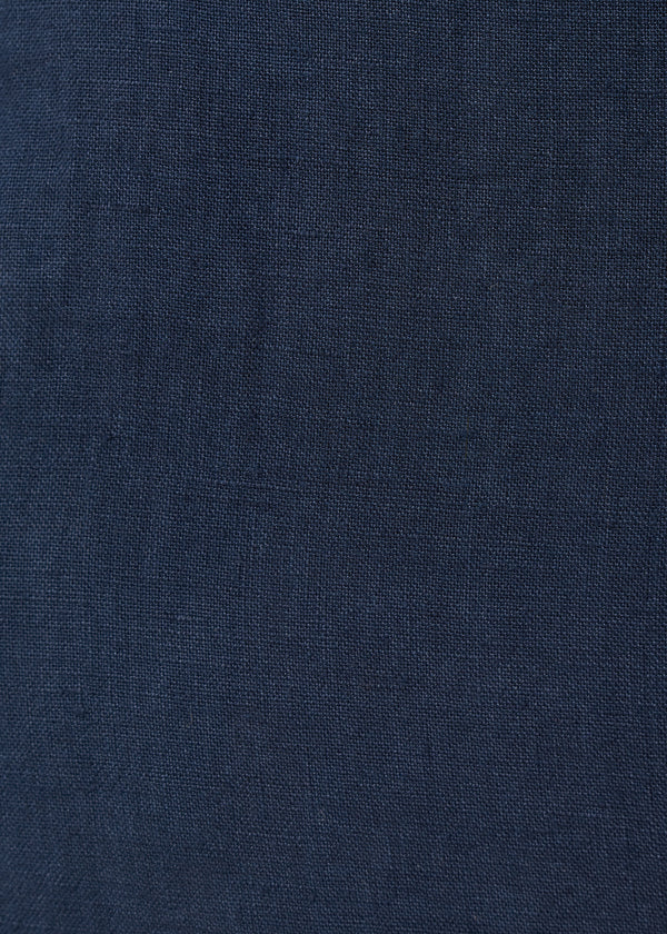 Pantalon cropped bleu en lin - NAVY#couleur_NAVY
