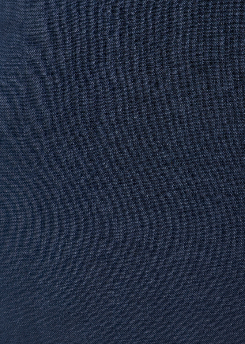 Pantalon cropped bleu en lin - NAVY#couleur_NAVY