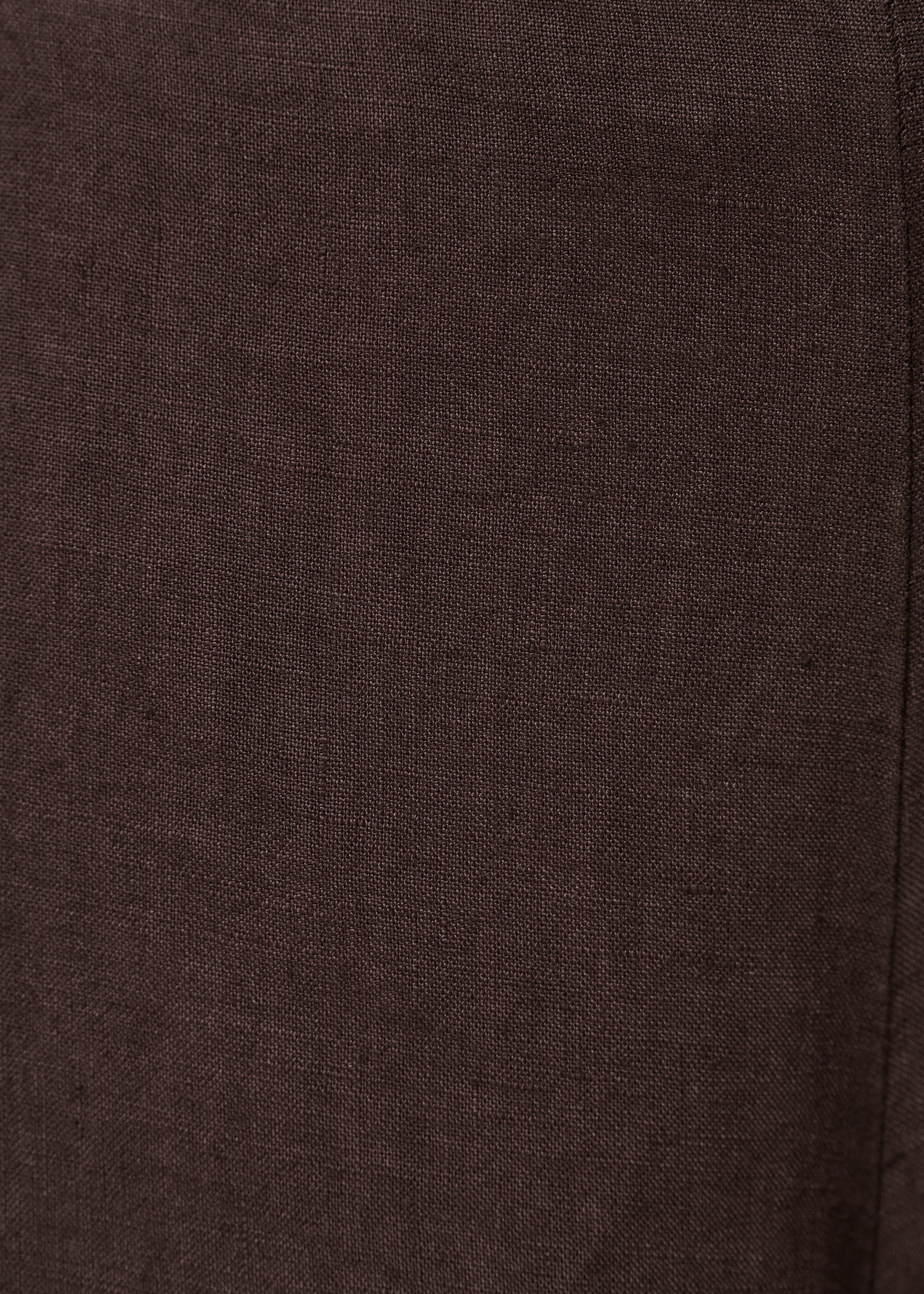Pantalon cropped marron en lin - CHOCOLAT#couleur_CHOCOLAT