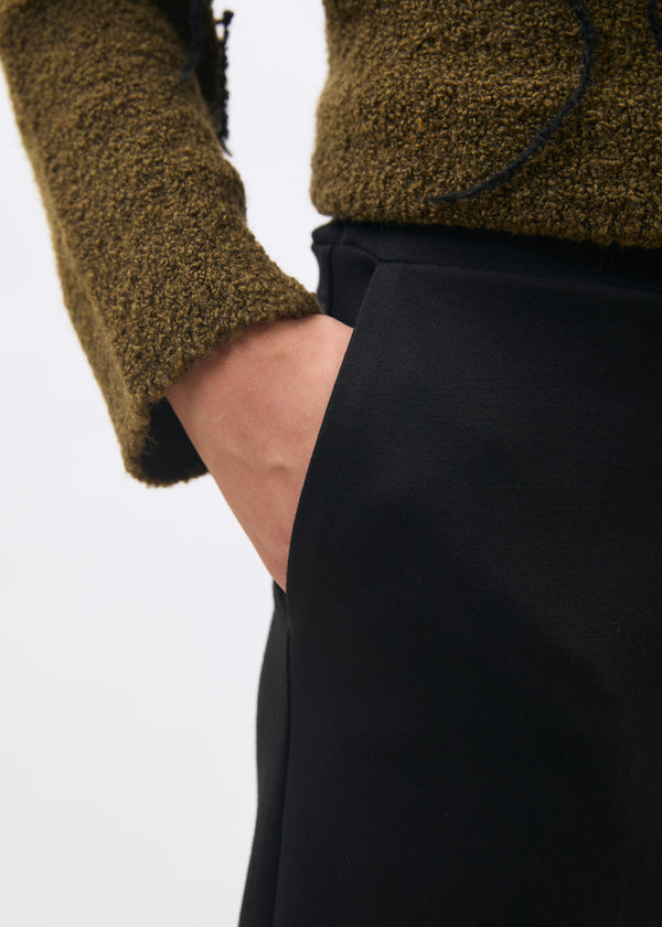 Pantalon large 7/8ème noir en milano - NOIR#couleur_NOIR